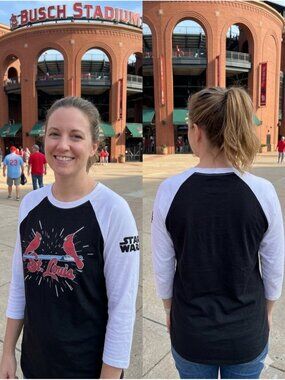 St. Louis Cardinals Star Wars SGA Raglan Shirt Large MLB Lightsaber Baseball Tee